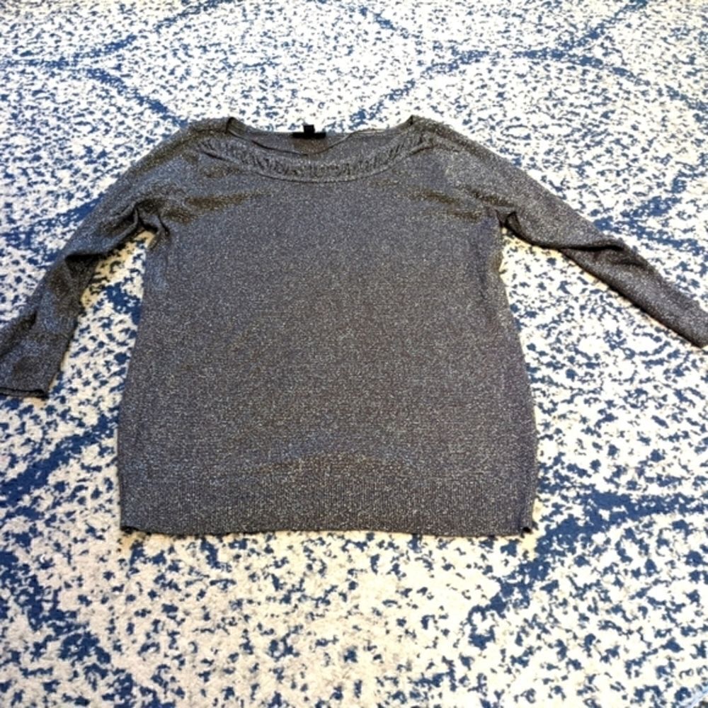 Worthington Crop sleeve metallic top sweater
